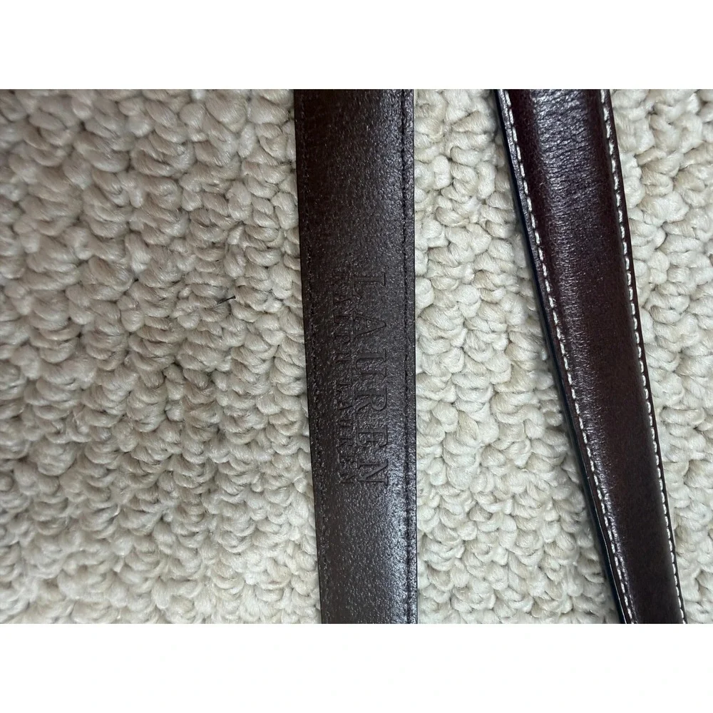 Lauren Ralph Lauren Brown Leather Double Wrap Belt Silver Hardware Small